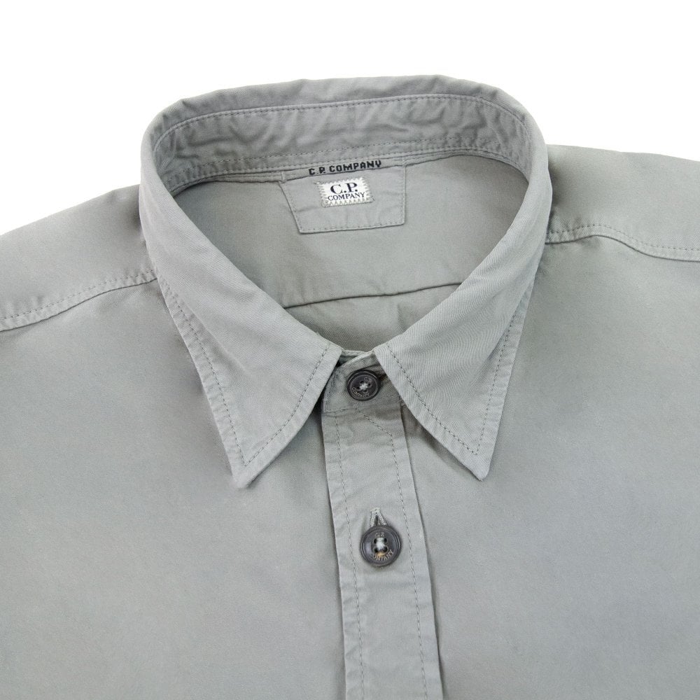 Cp Company Gabardine Lens Buttoned Shirt Grey