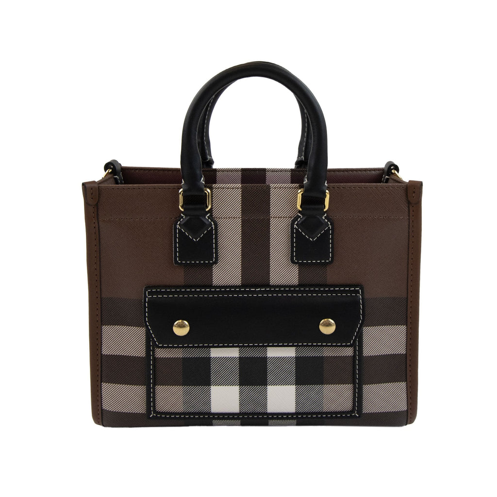 Burberry Woman Mini Freya Tote Bag Dark Birch Brown