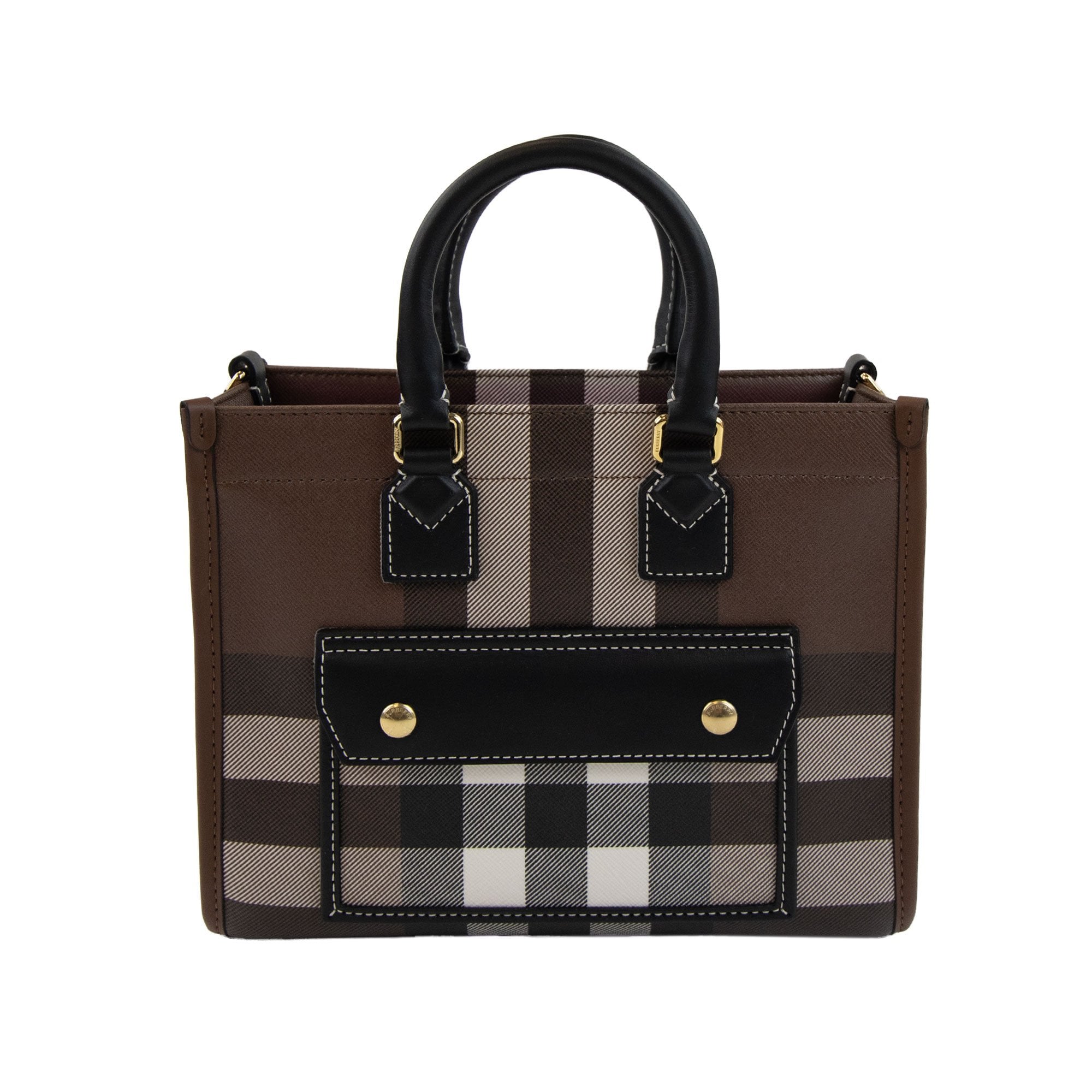Burberry Woman Mini Freya Tote Bag Dark Birch Brown