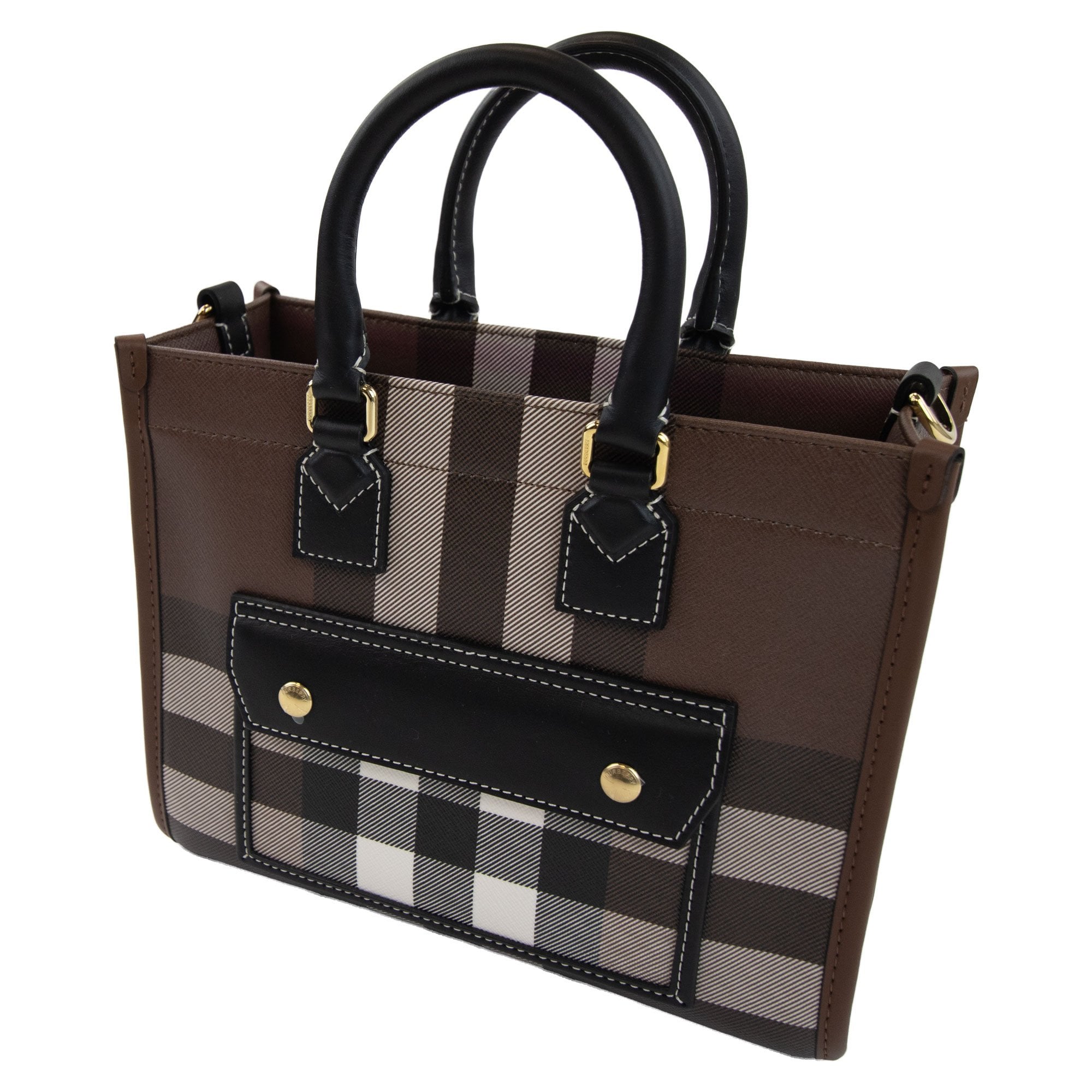 Burberry Woman Mini Freya Tote Bag Dark Birch Brown