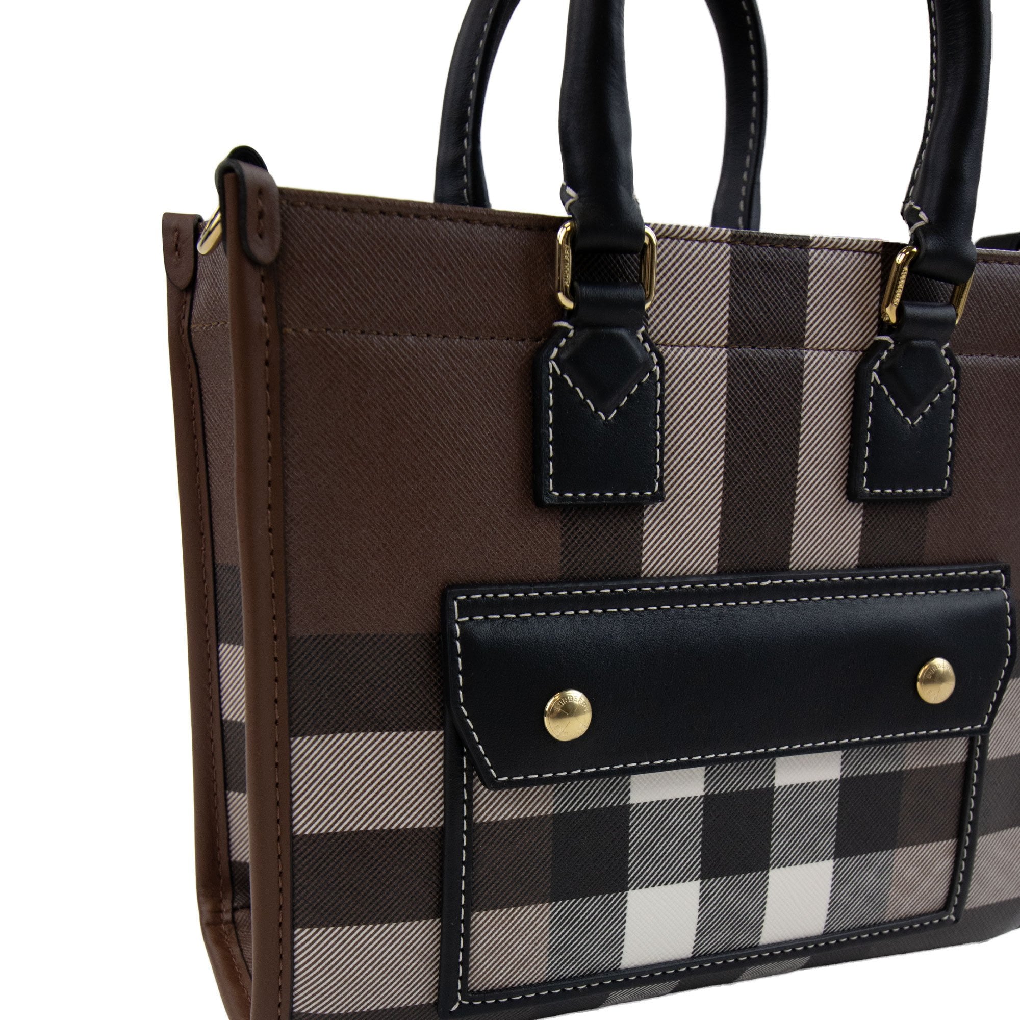 Burberry Woman Mini Freya Tote Bag Dark Birch Brown