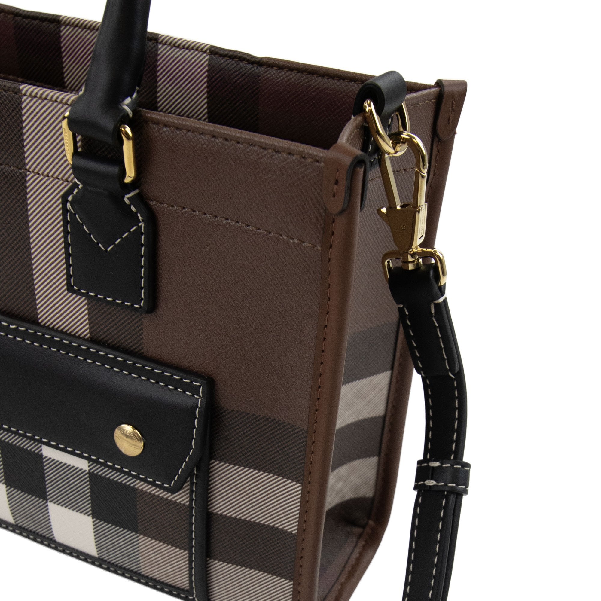 Burberry Woman Mini Freya Tote Bag Dark Birch Brown