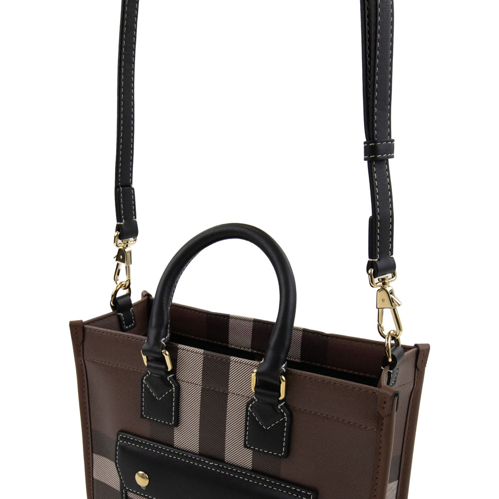Burberry Woman Mini Freya Tote Bag Dark Birch Brown