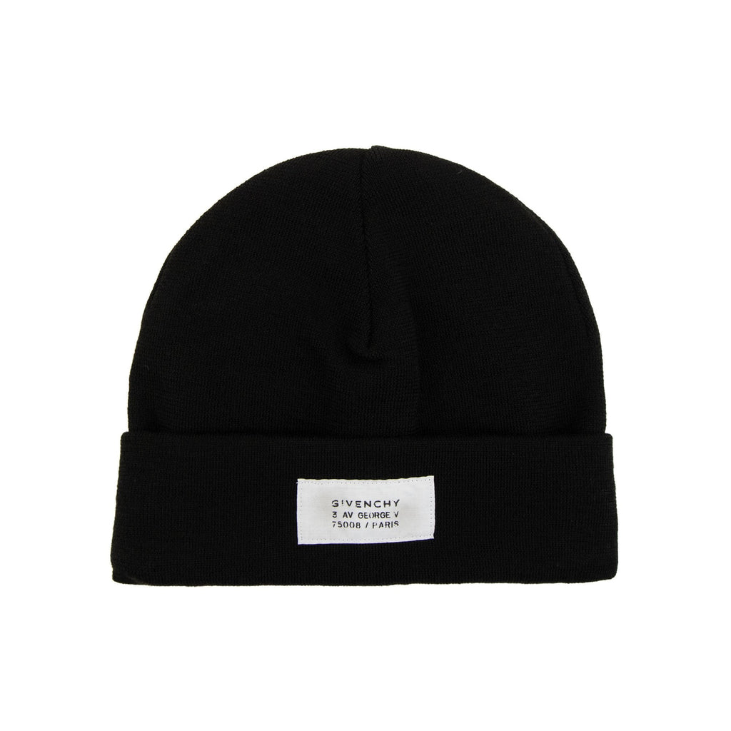 Givenchy Atelier Logo Patch Beanie Hat Black 001