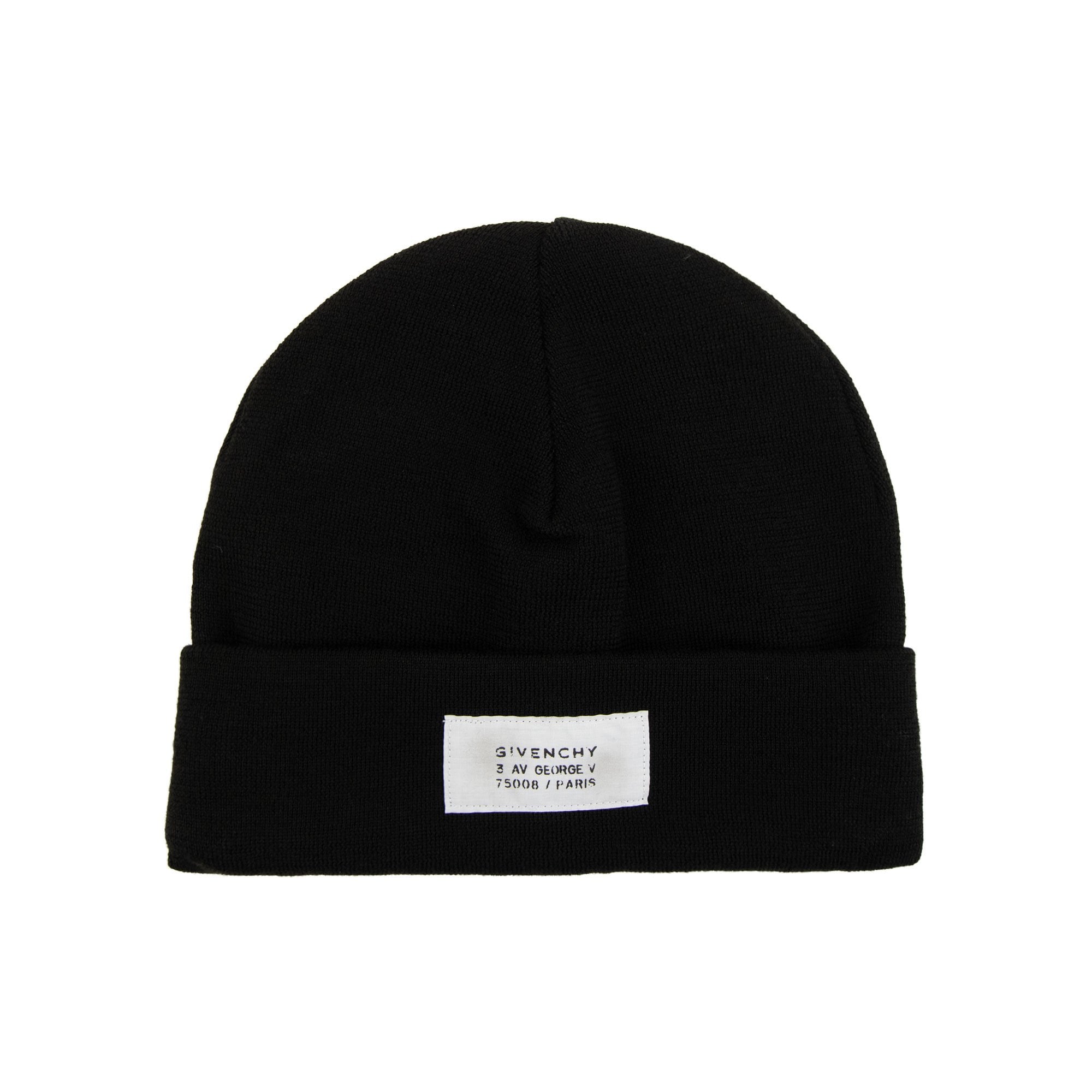 Givenchy Atelier Logo Patch Beanie Hat Black 001