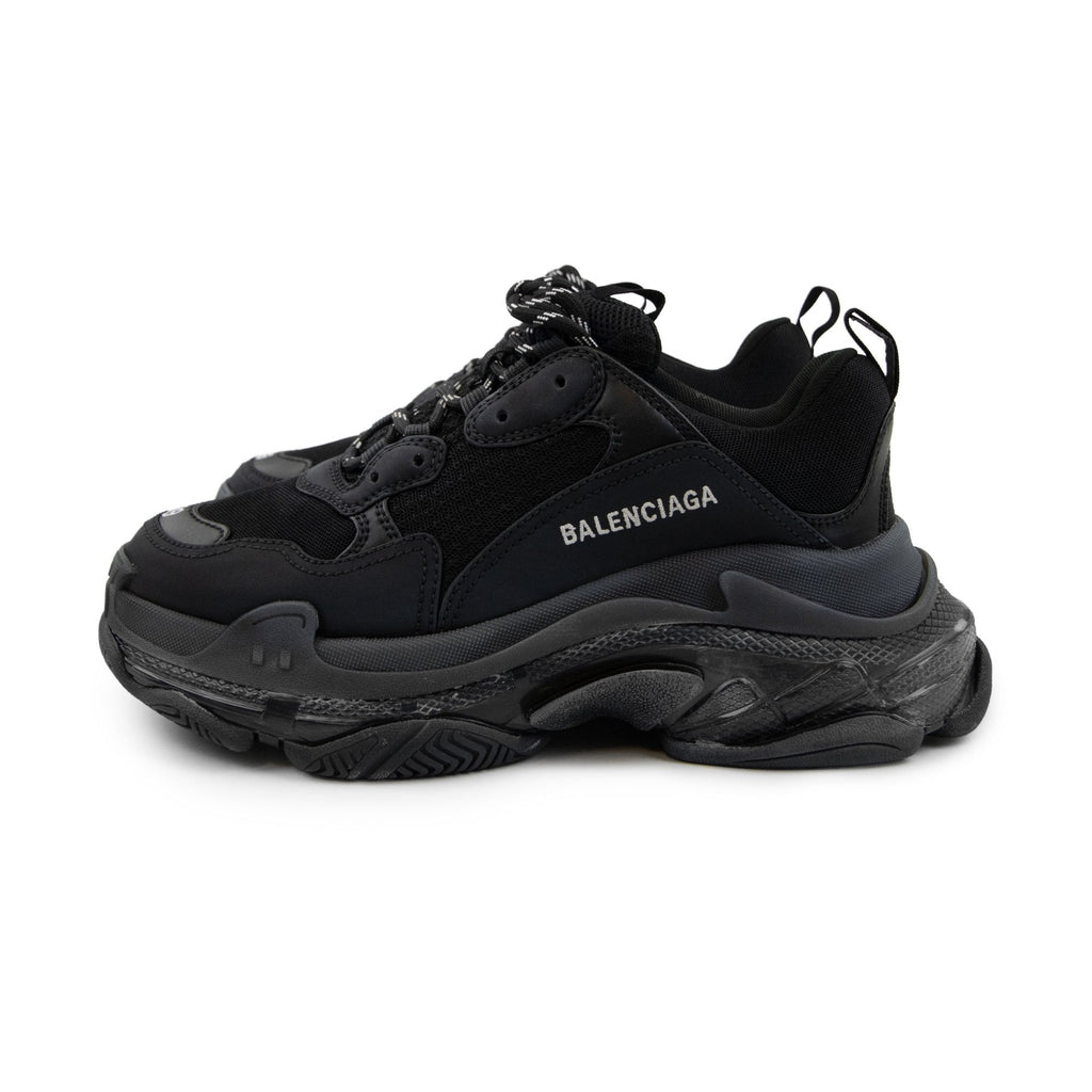 Balenciaga Triple S Clearsole Leather Trainers Black