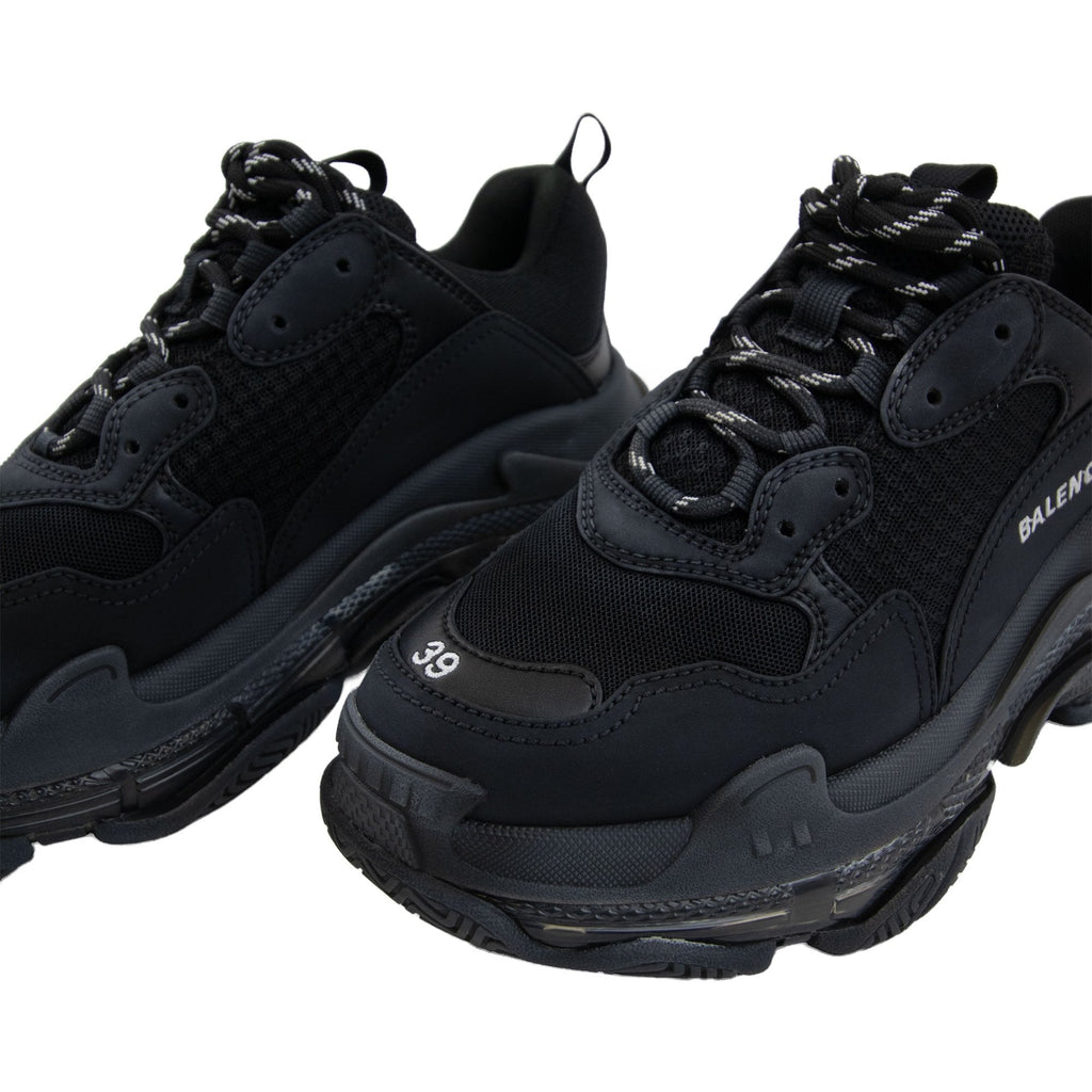 Balenciaga Triple S Clearsole Leather Trainers Black