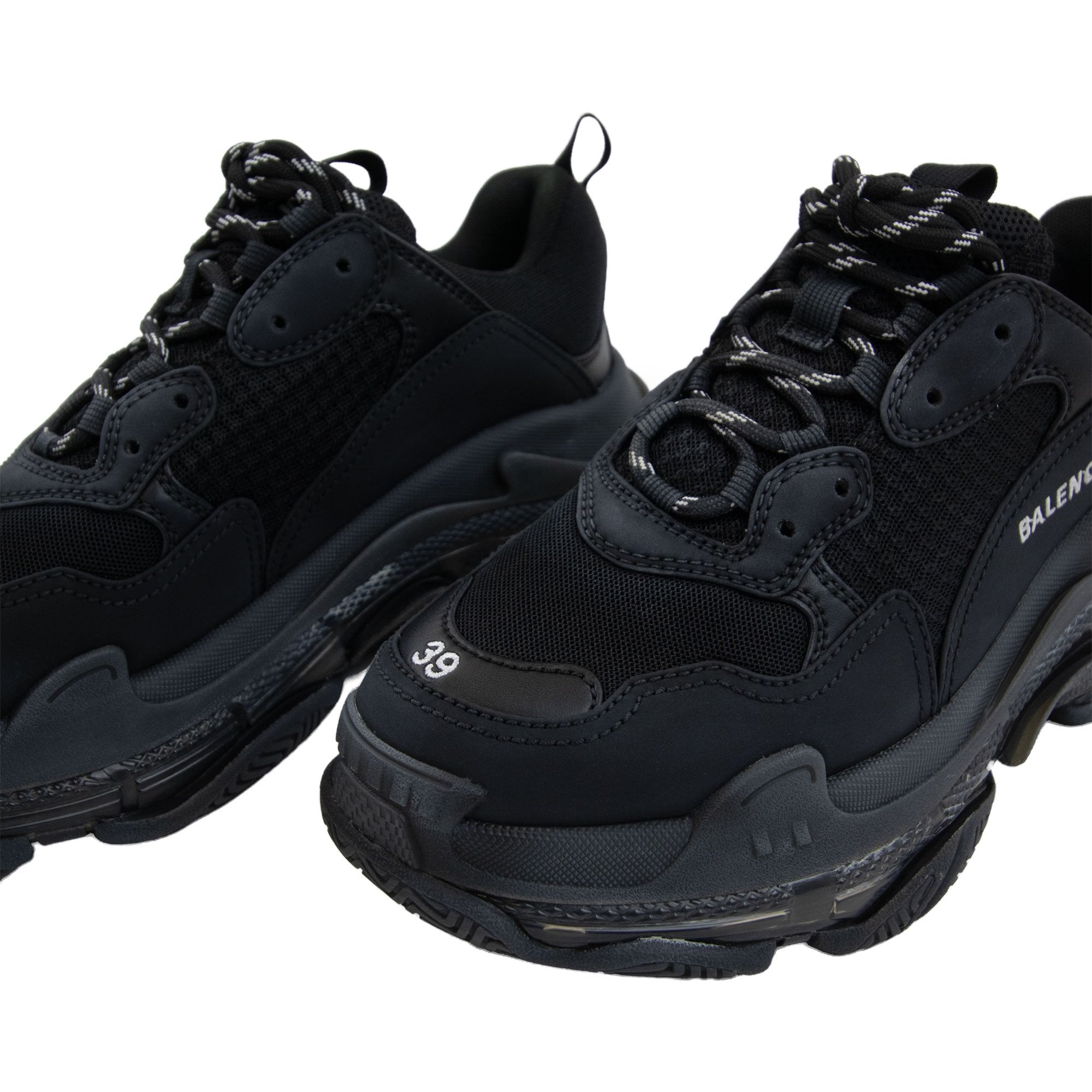 Balenciaga Triple S Clearsole Leather Trainers Black