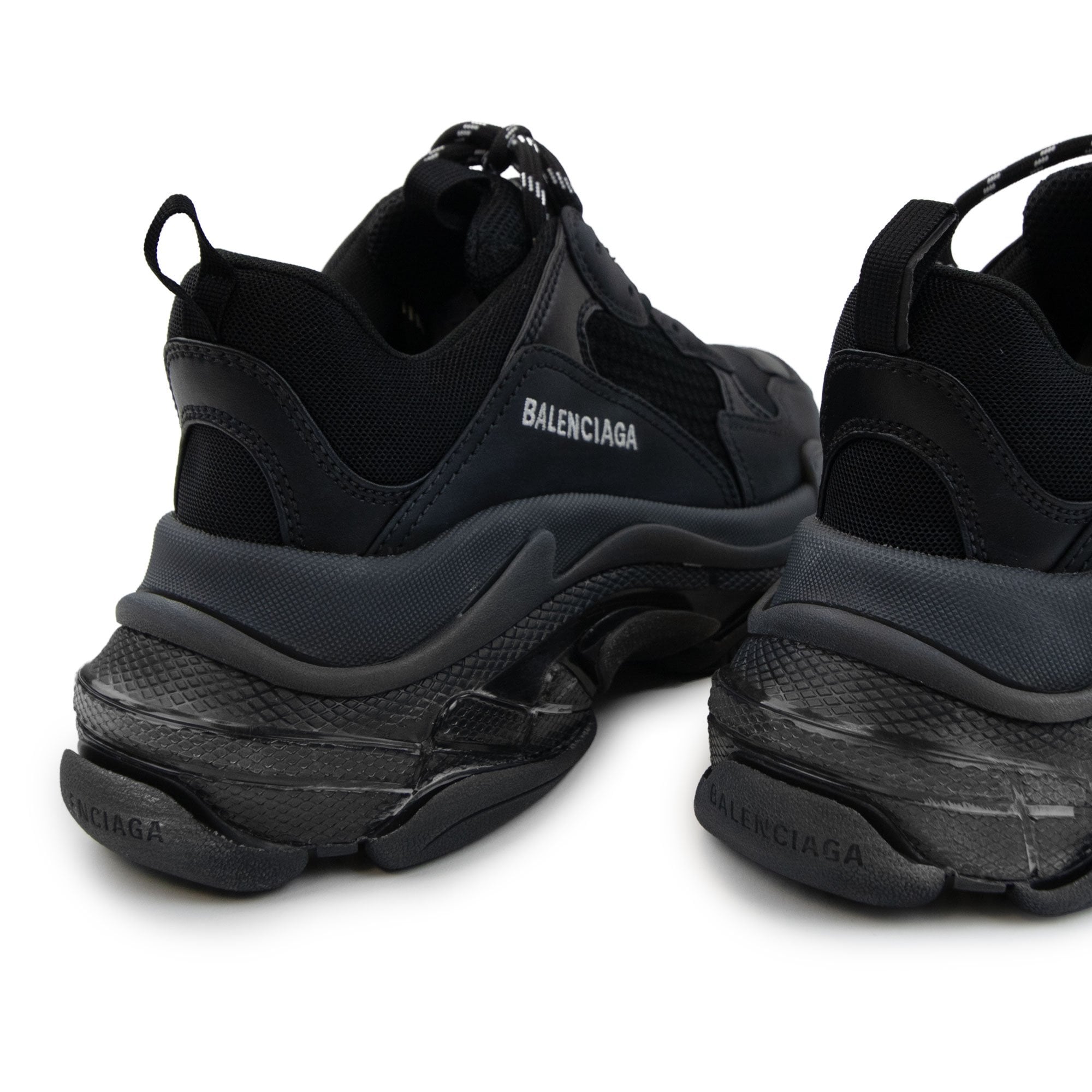 Balenciaga Triple S Clearsole Leather Trainers Black