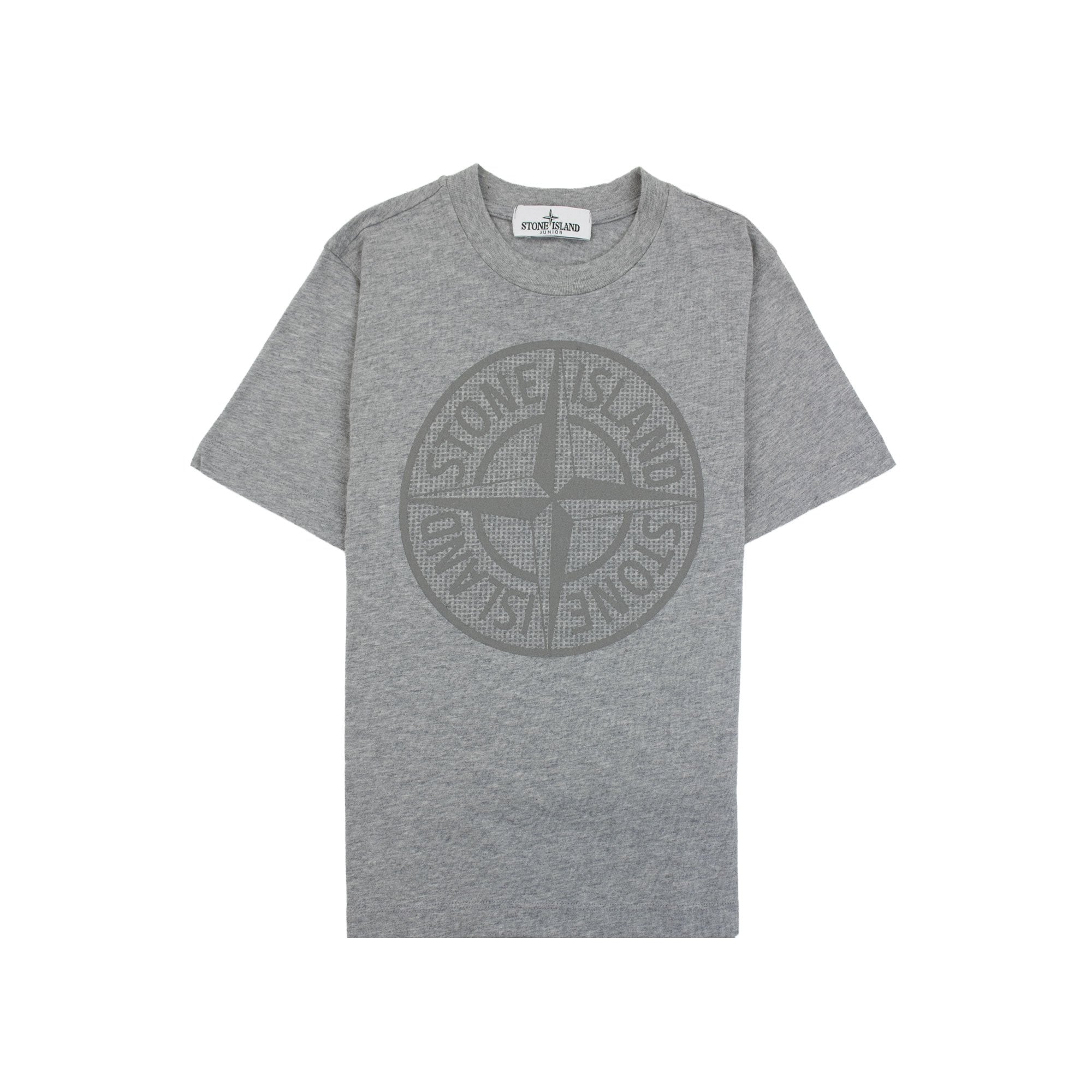 Stone Island Junior 21052 Compass Logo T Shirt Grey V1064