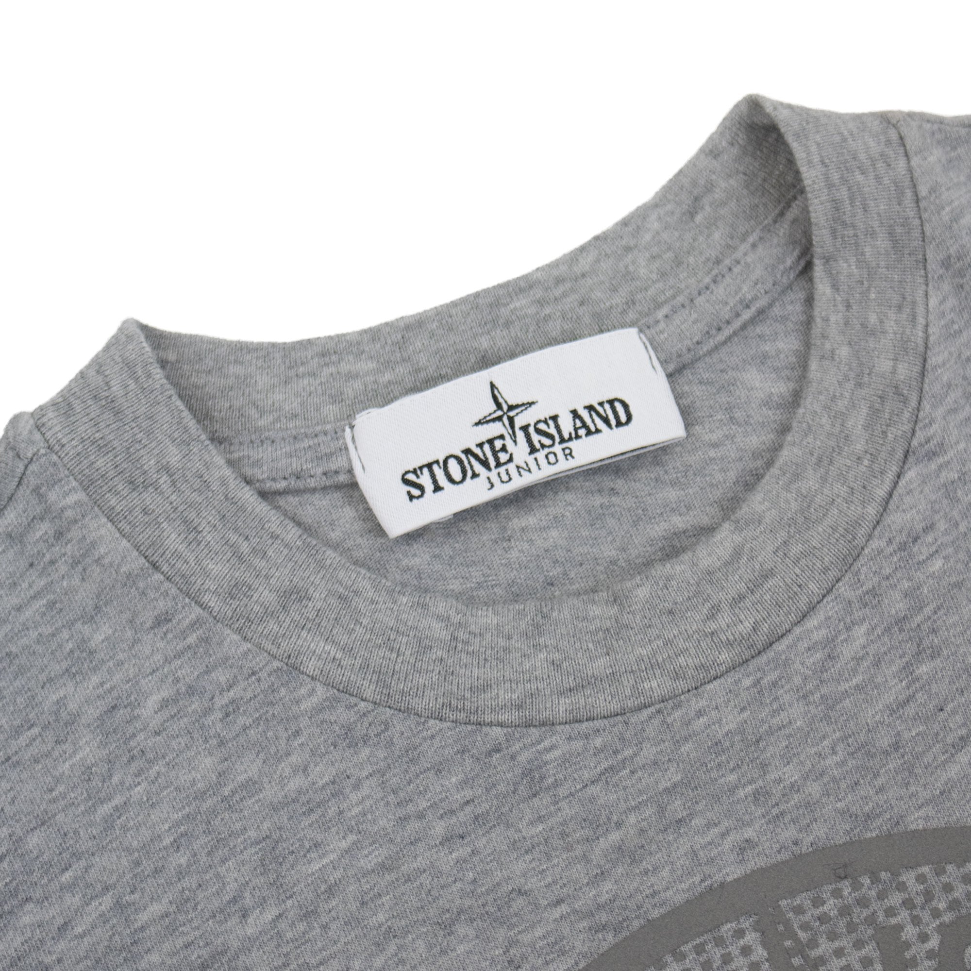Stone Island Junior 21052 Compass Logo T Shirt Grey V1064