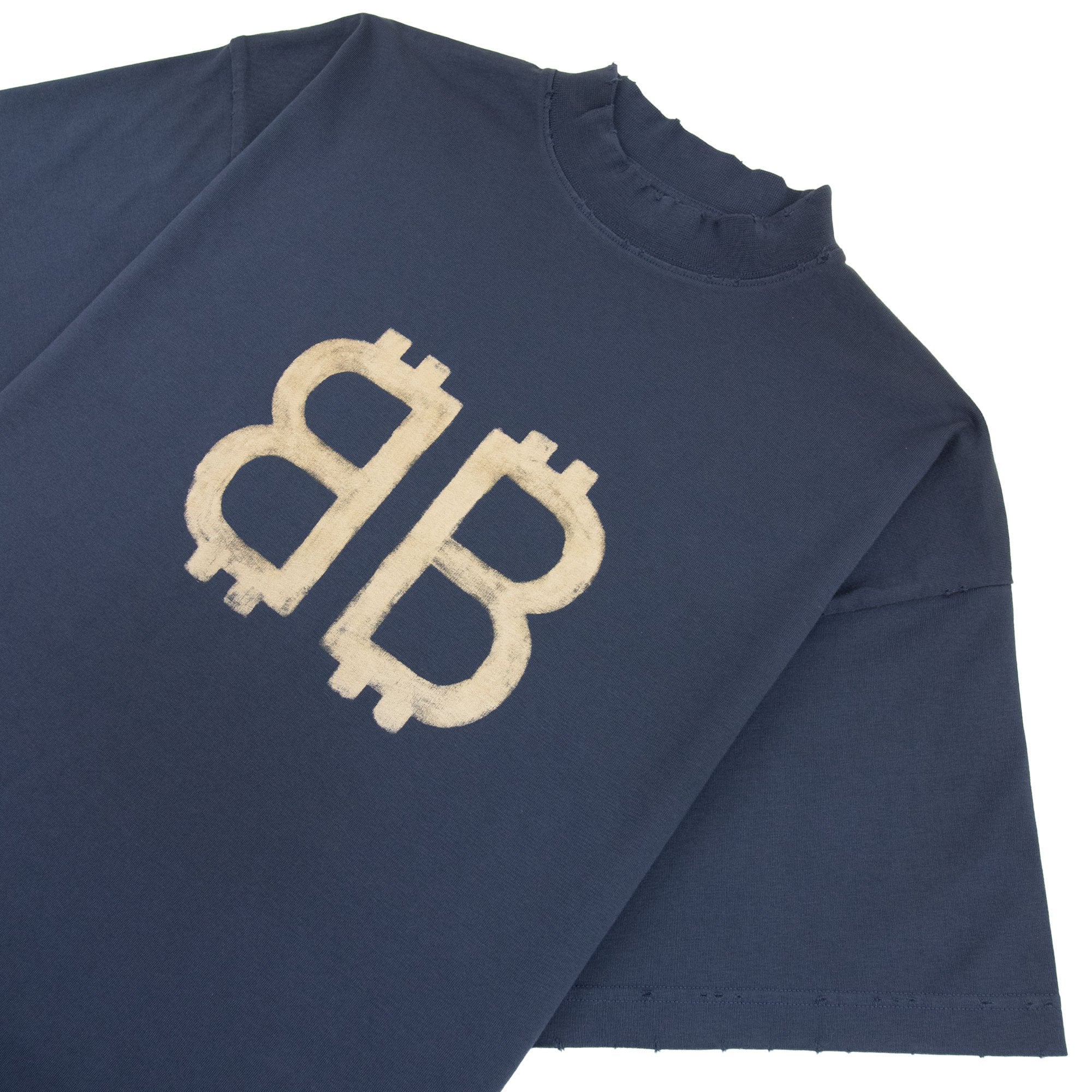 Balenciaga Crypto Logo Oversized T Shirt Navy Blue