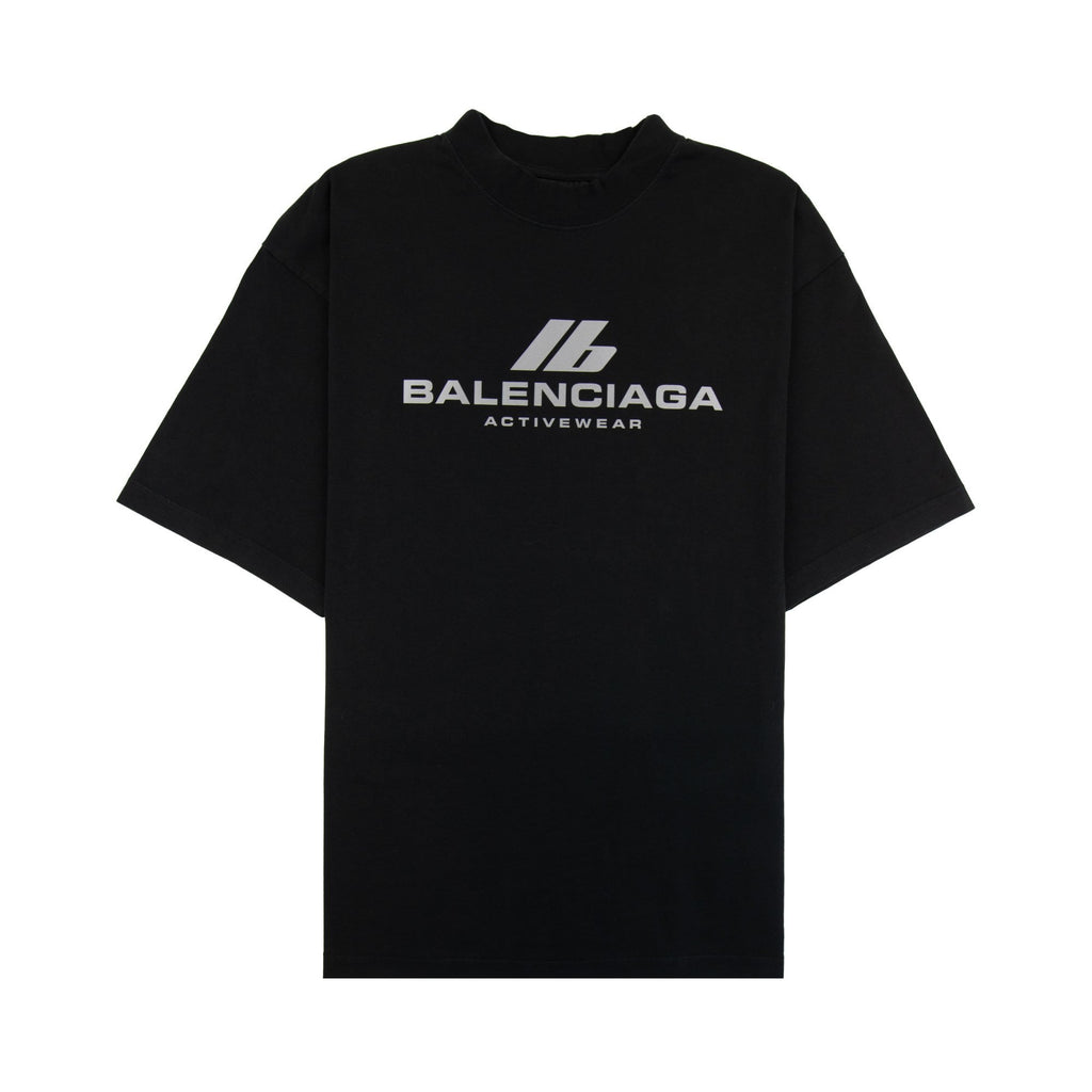 Balenciaga Activewear Logo Medium Fit T Shirt Black 1083