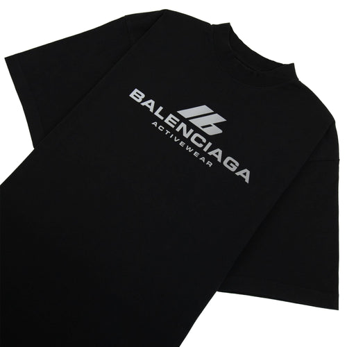 Balenciaga Activewear Logo Medium Fit T Shirt Black 1083