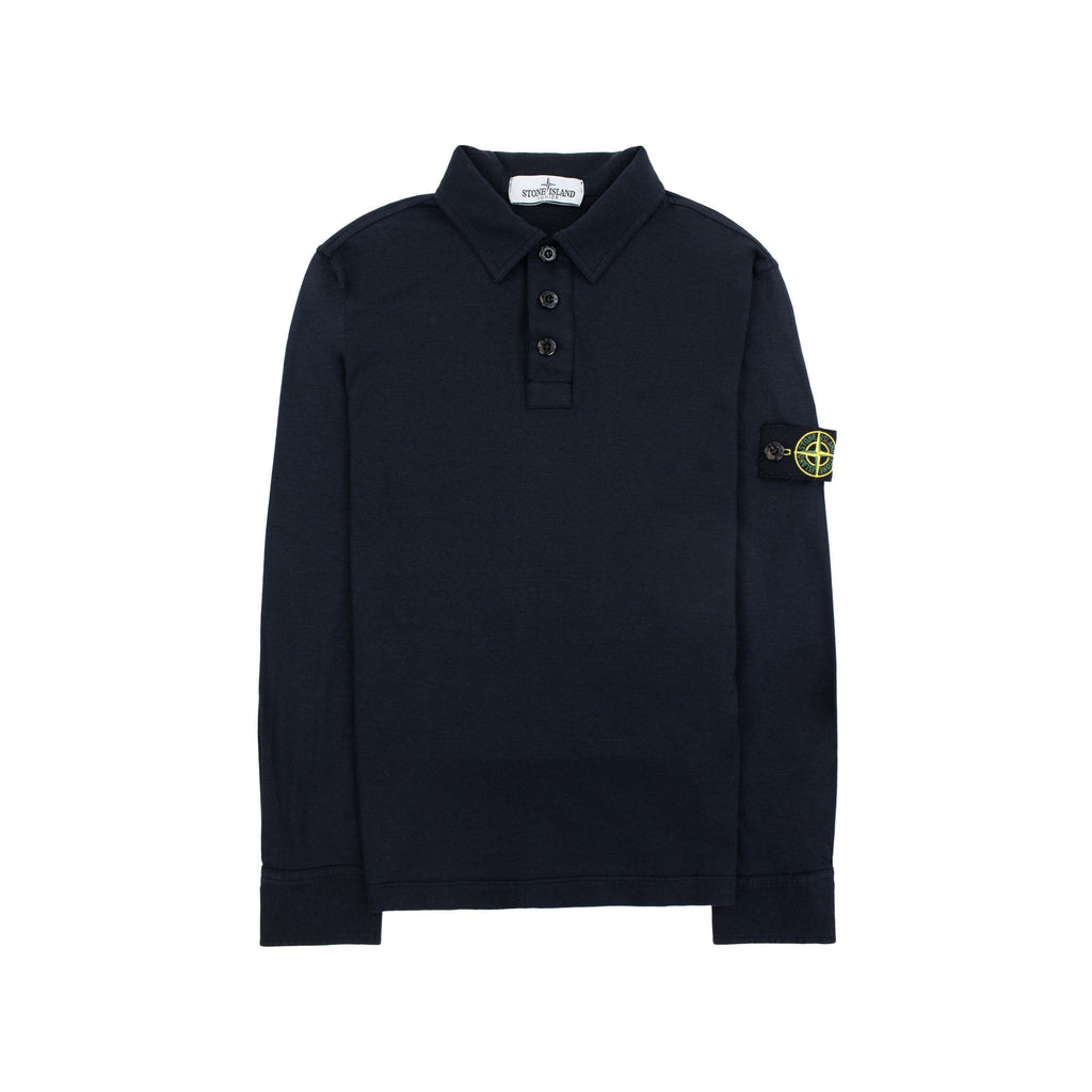 Stone Island Junior Arm Badge Long Sleeve Polo Navy V0020