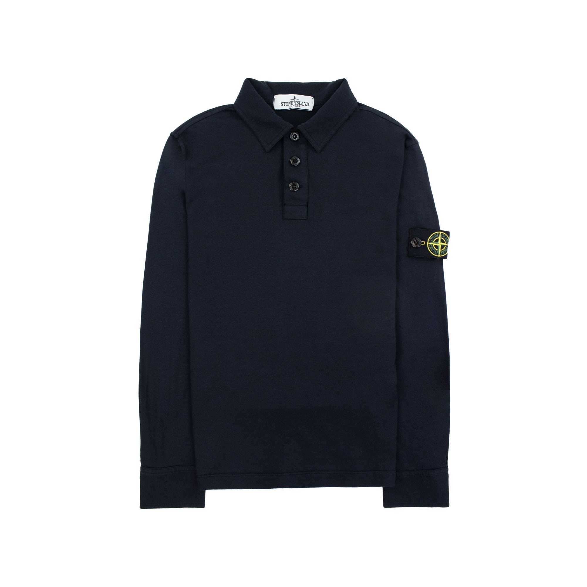 Stone Island Junior Arm Badge Long Sleeve Polo Navy V0020