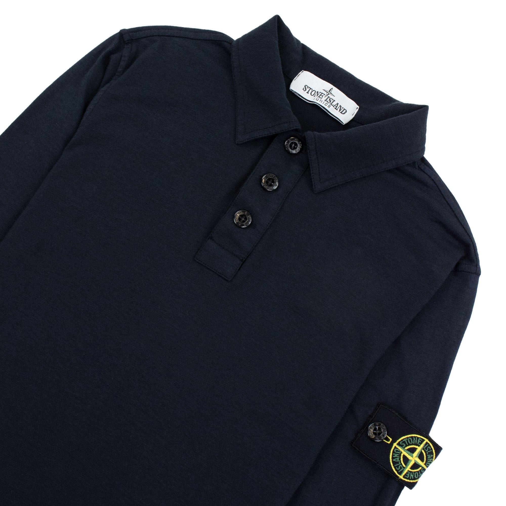 Stone Island Junior Arm Badge Long Sleeve Polo Navy V0020