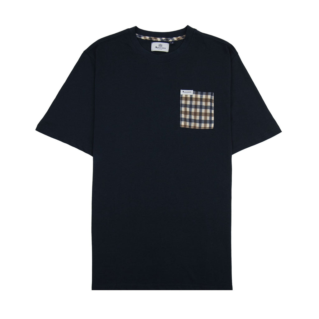 Aquascutum Active Club Check Pocket T Shirt Navy