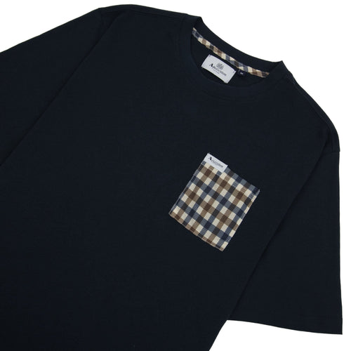 Aquascutum Active Club Check Pocket T Shirt Navy