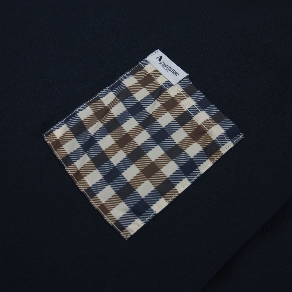 Aquascutum Active Club Check Pocket T Shirt Navy