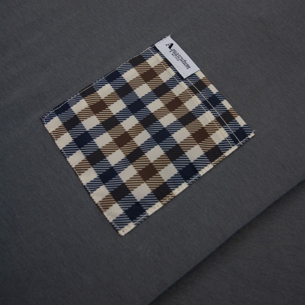 Aquascutum Active Club Check Pocket T Shirt Charcoal