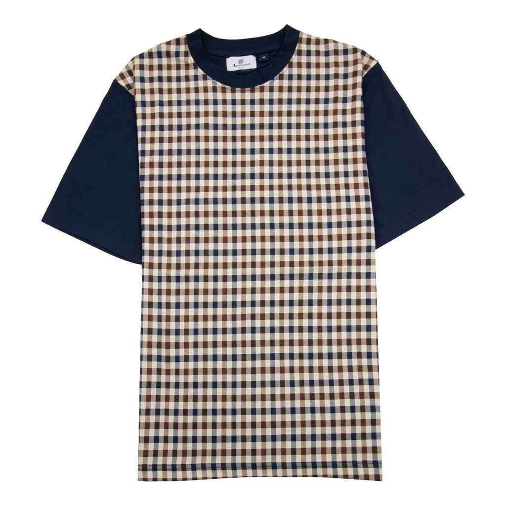Aquascutum Active Side Club Check T Shirt Navy
