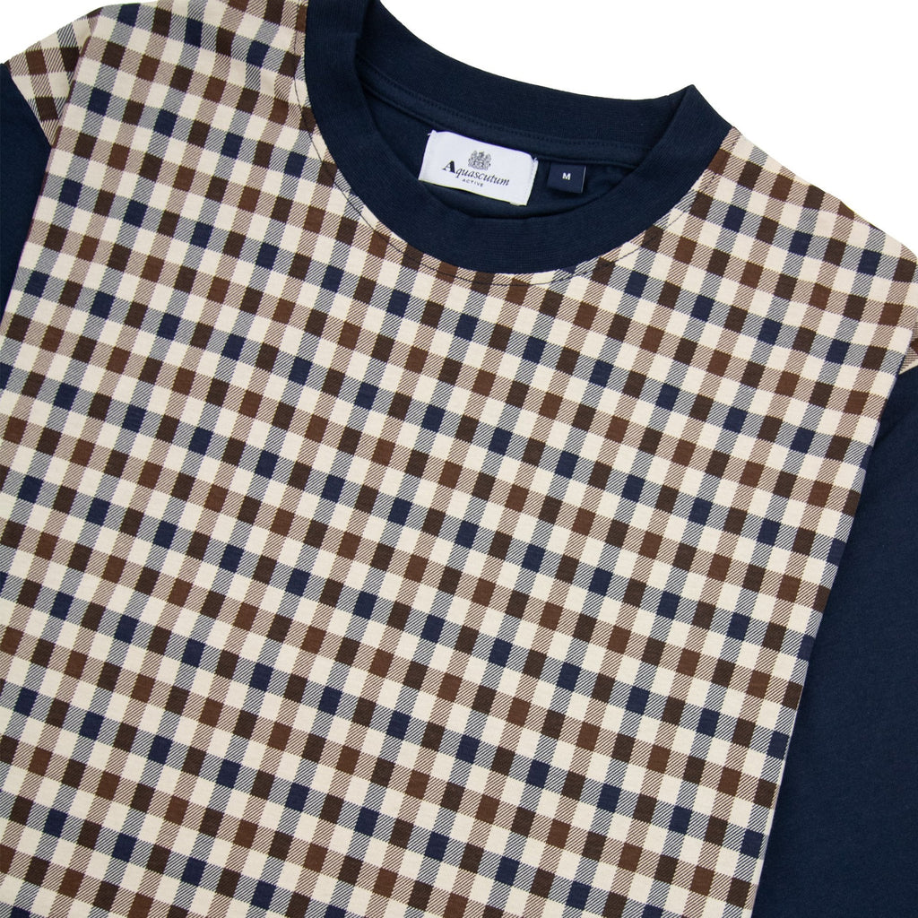 Aquascutum Active Side Club Check T Shirt Navy