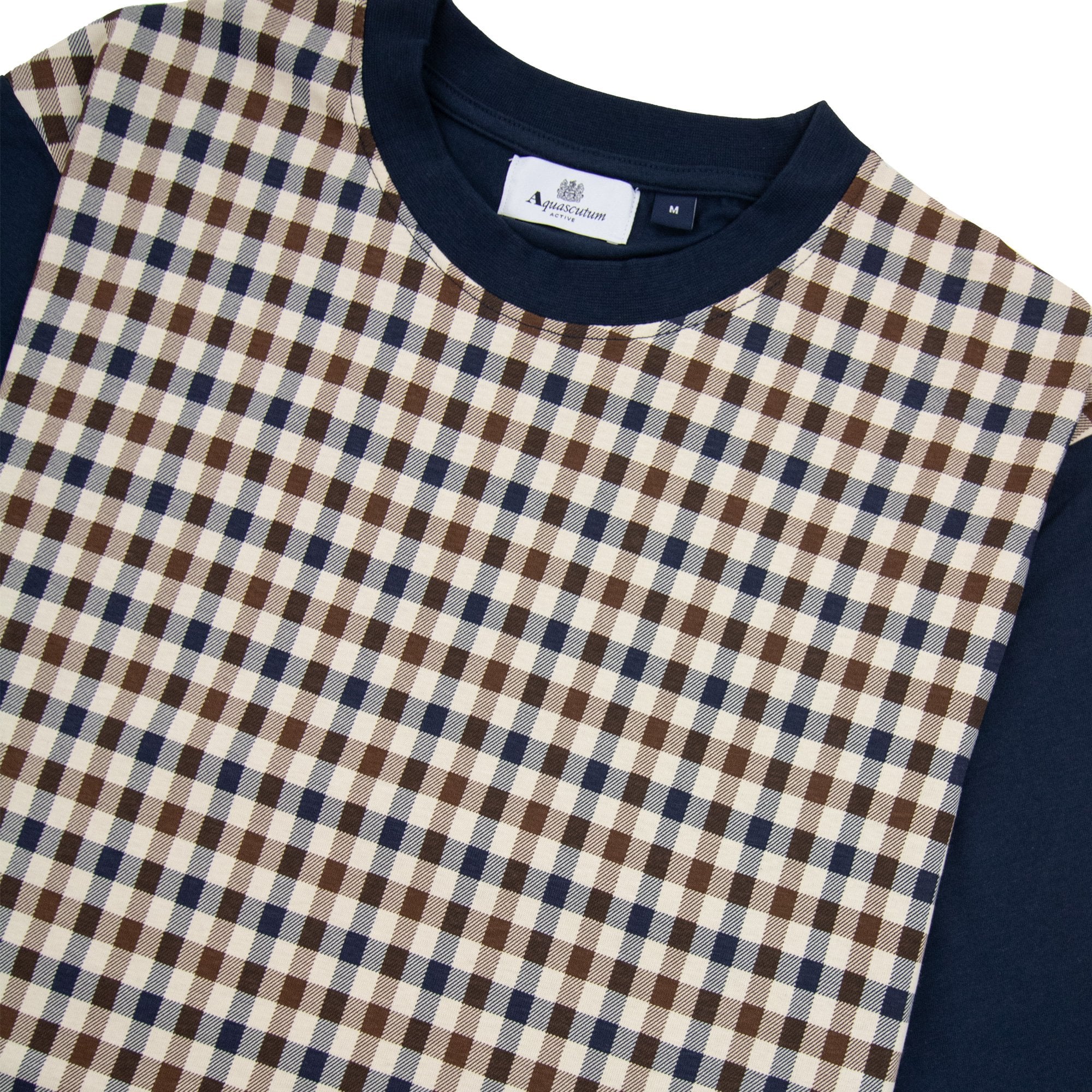 Aquascutum Active Side Club Check T Shirt Navy
