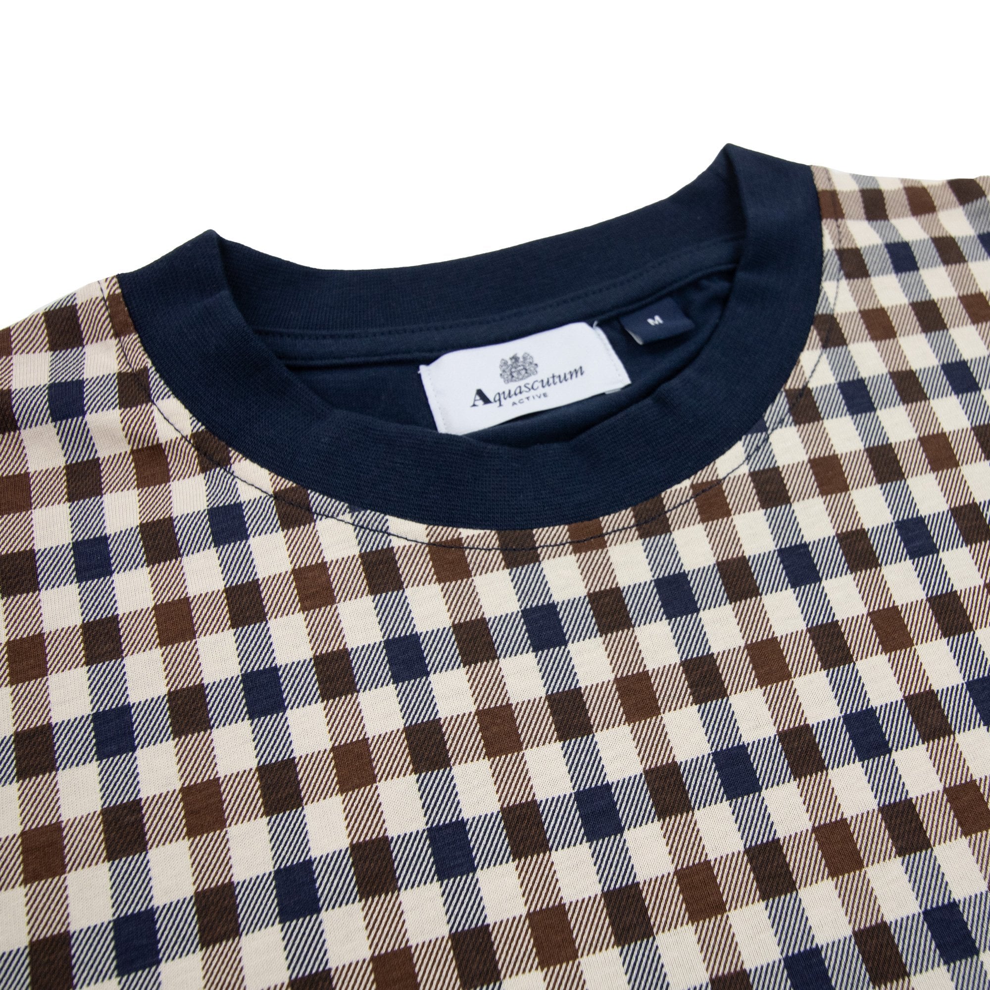 Aquascutum Active Side Club Check T Shirt Navy