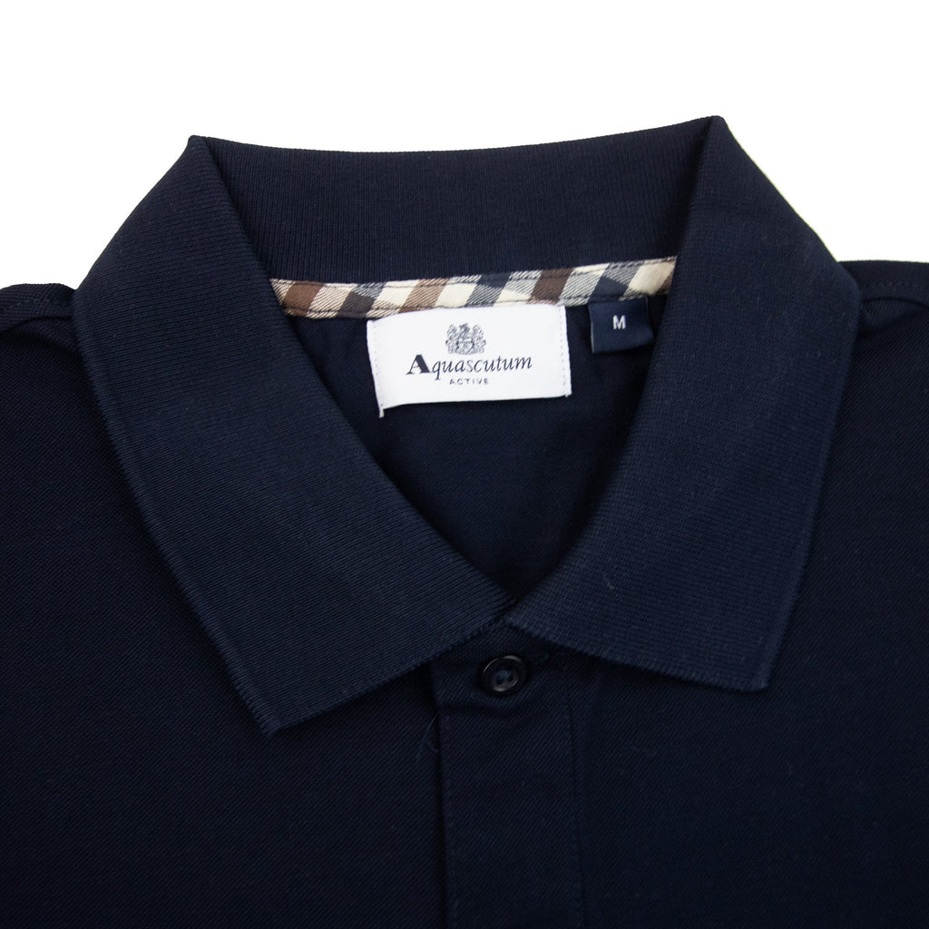 Aquascutum Supima Club Check Sleeves Polo Navy