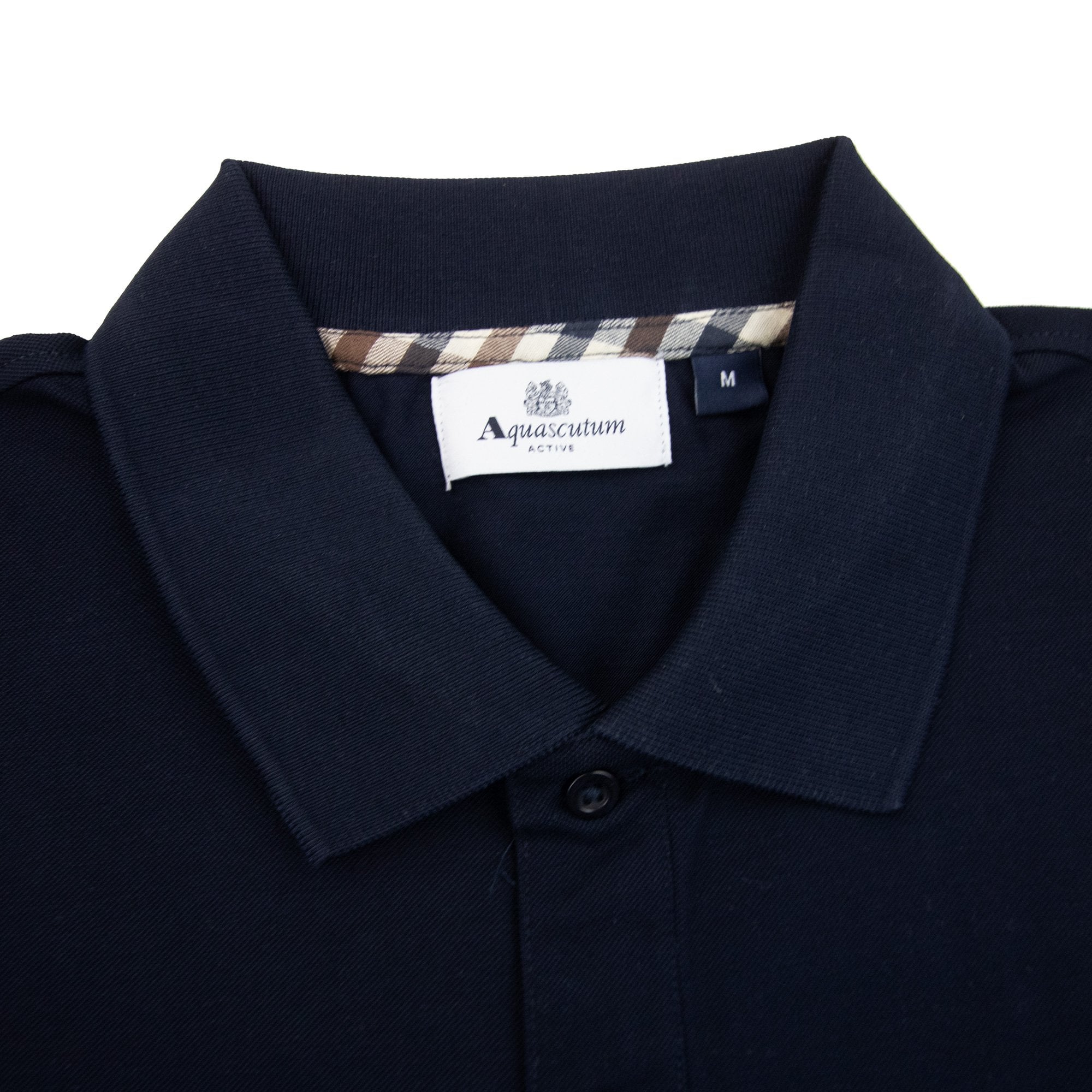 Aquascutum Supima Club Check Sleeves Polo Navy