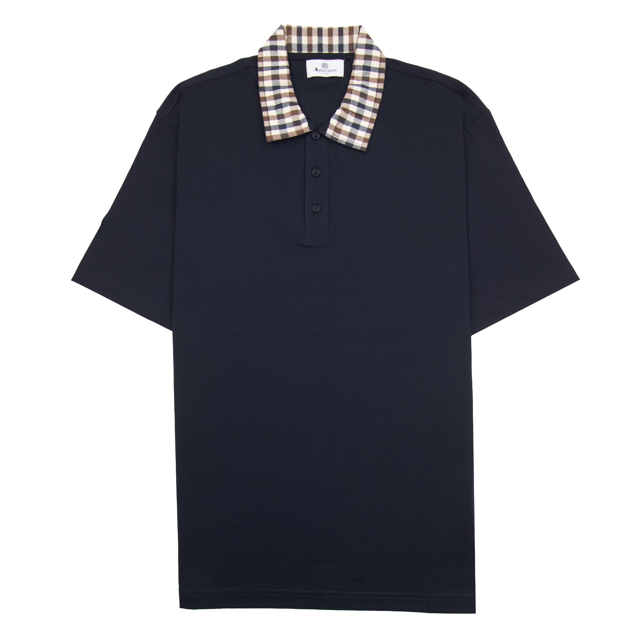 Aquascutum Supima Club Check Rib Polo Navy