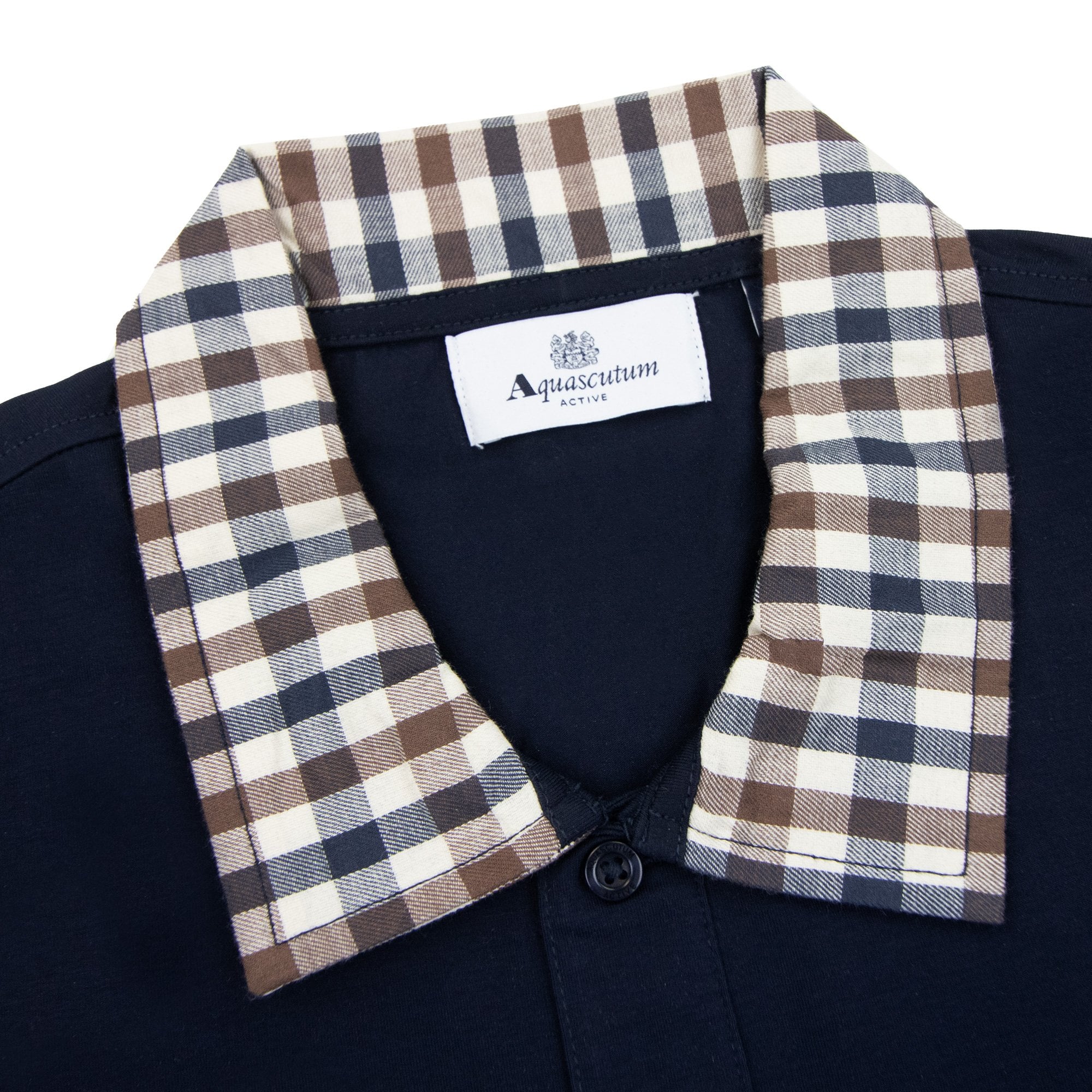 Aquascutum Supima Club Check Rib Polo Navy