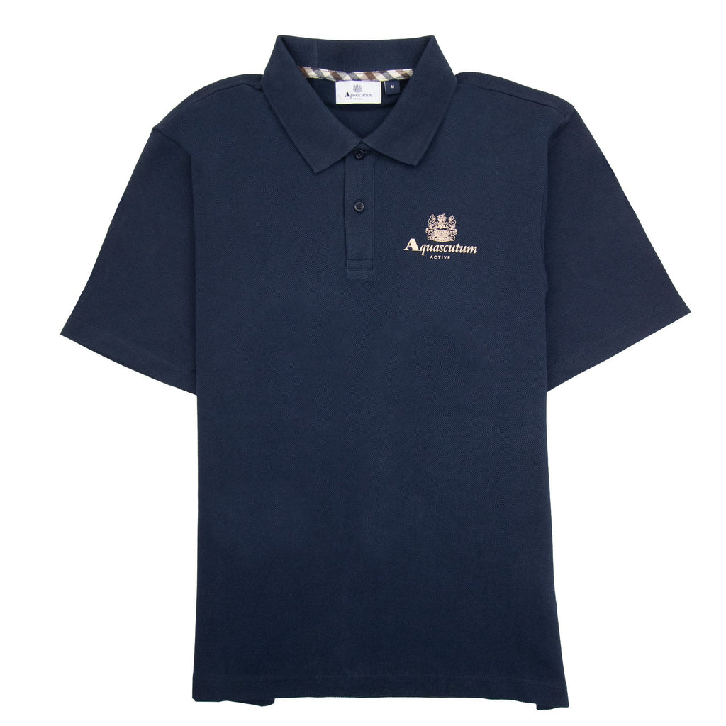 Aquascutum Active Pique Logo Polo Navy