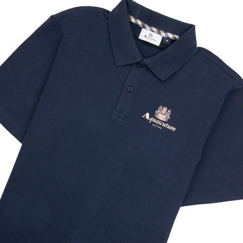 Aquascutum Active Pique Logo Polo Navy