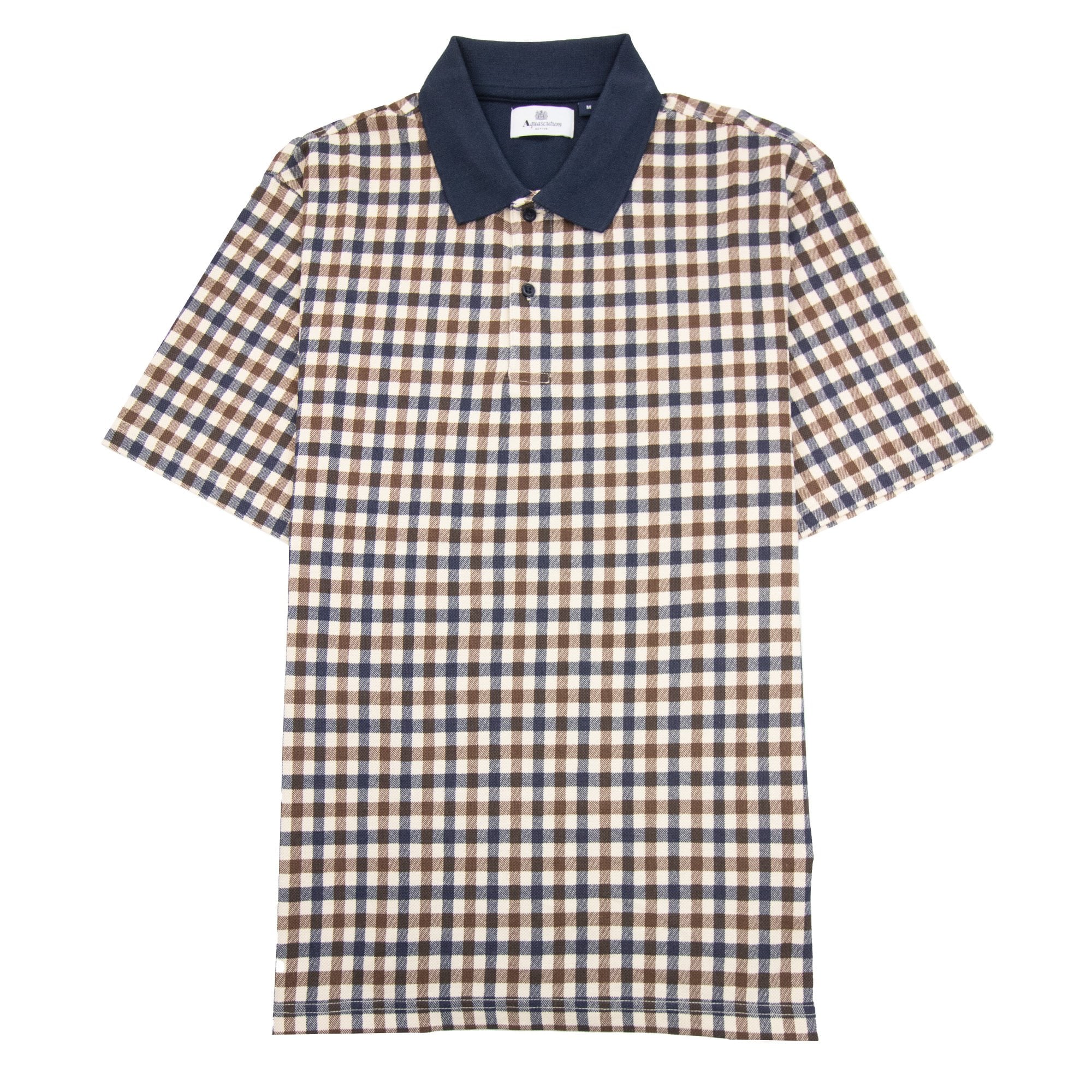 Aquascutum Active Club Check Pique Polo Navy