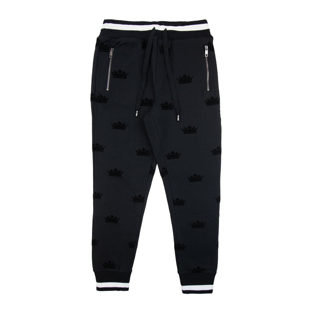 Dolce & Gabbana Embossed Valvet Pattern Tracksuit Bottoms Black N0000
