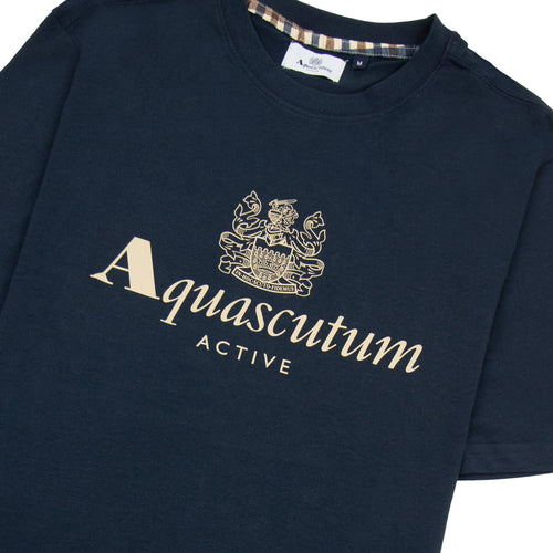Aquascutum Active Big Logo T Shirt Navy