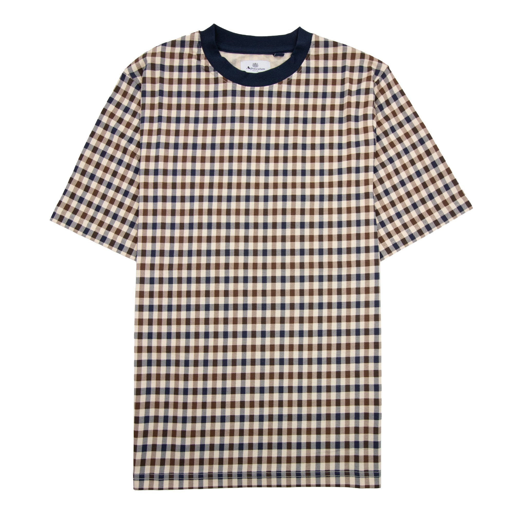 Aquascutum Active Club Check T Shirt Navy Trim