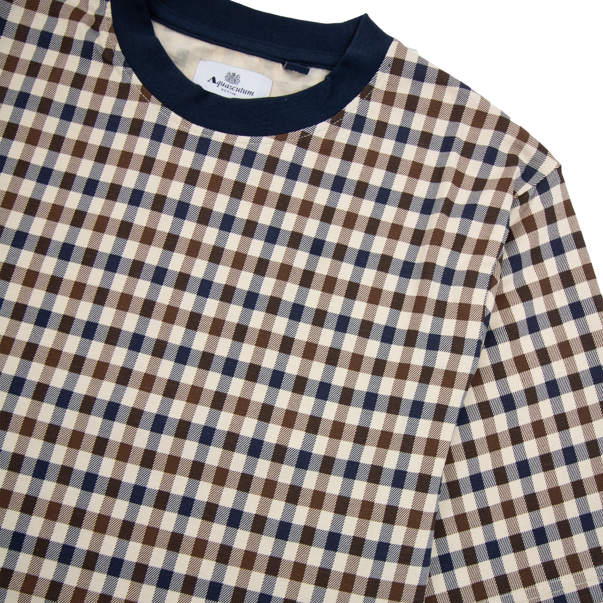 Aquascutum Active Club Check T Shirt Navy Trim