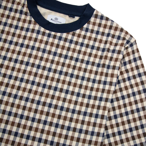 Aquascutum Active Club Check T Shirt Navy Trim