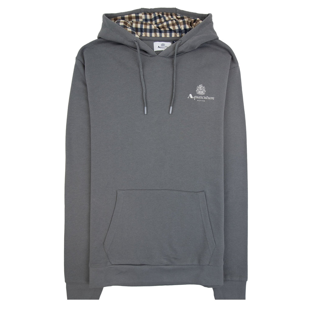 Aquascutum Active Small Logo Hoodie Charcoal