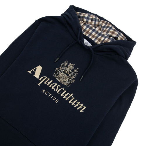 Aquascutum Active Big Logo Hoodie Navy