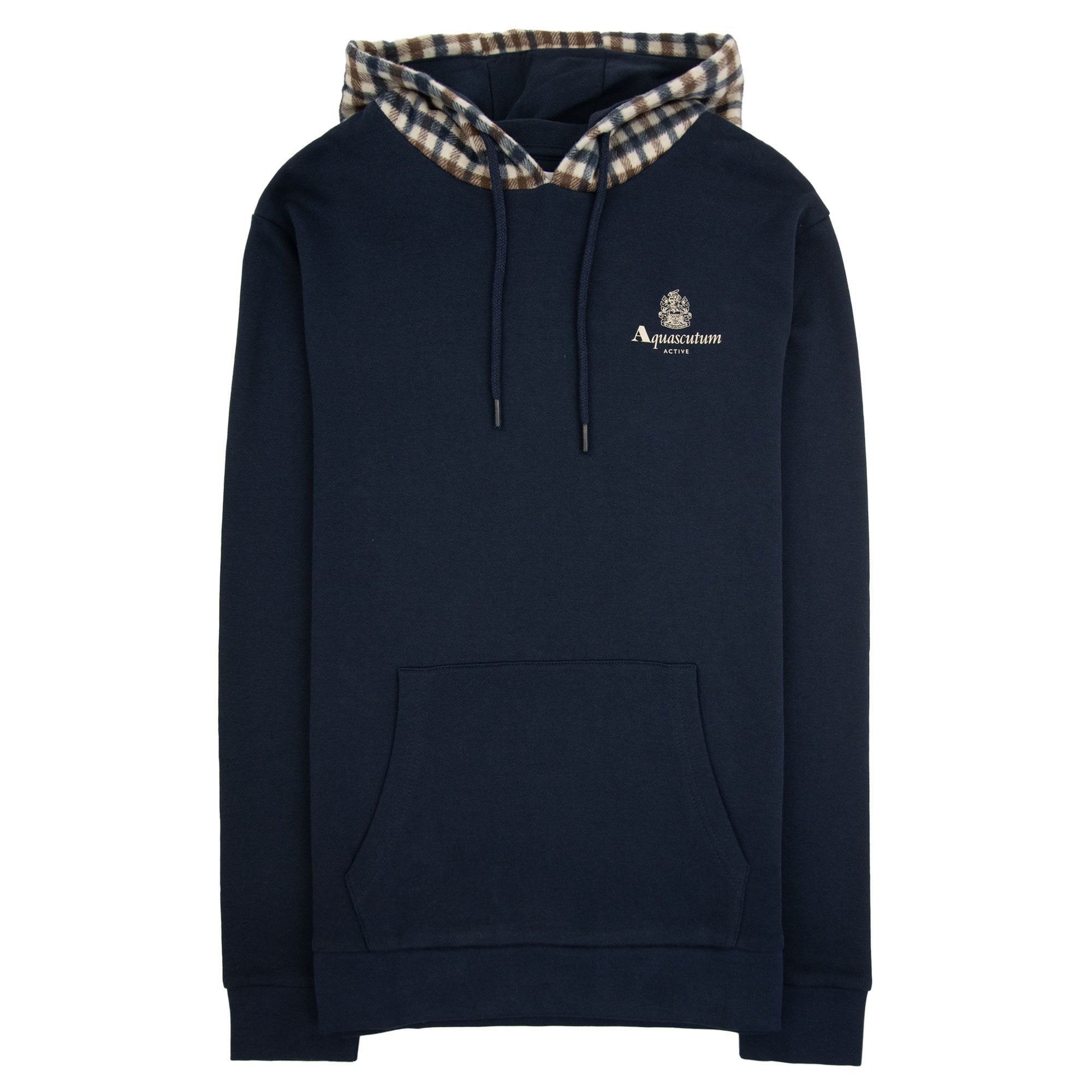 Aquascutum Active Club Check Merino Hoodie Navy