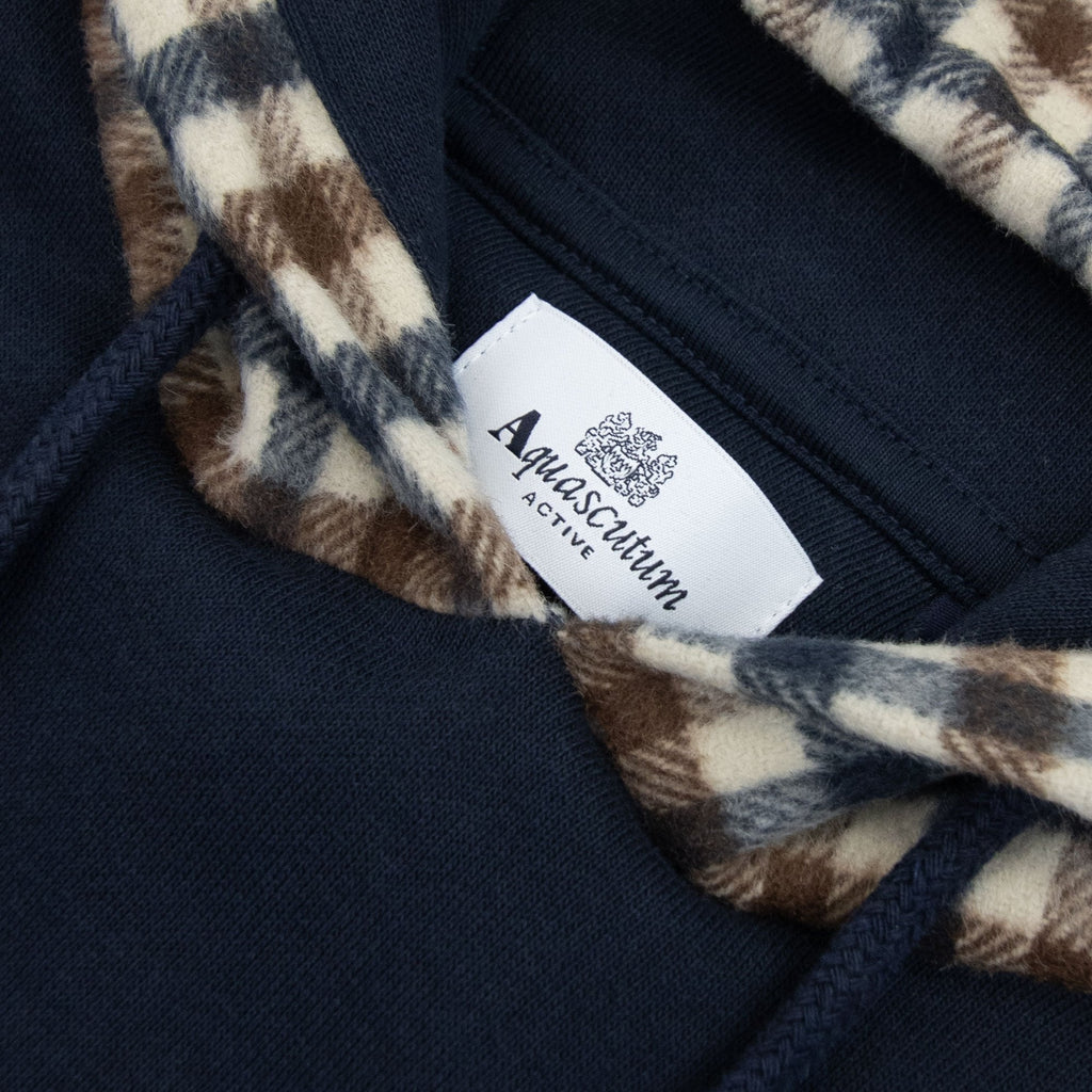 Aquascutum Active Club Check Merino Hoodie Navy