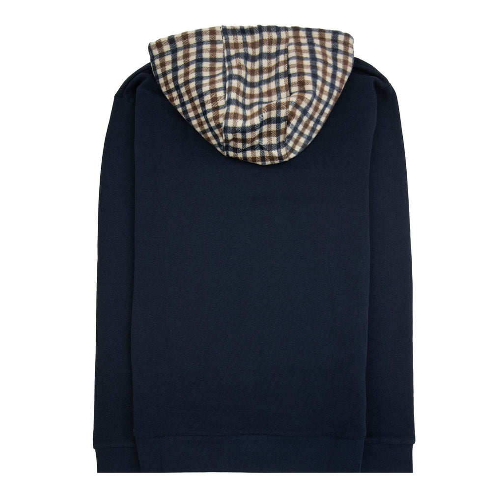 Aquascutum Active Club Check Merino Hoodie Navy