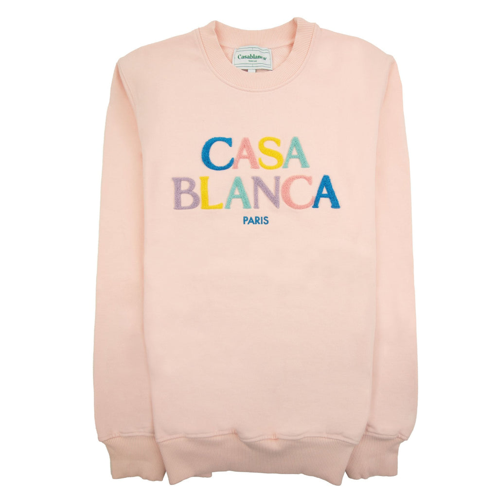 Casablanca Stacked Logo Chenille Embroidered Sweatshirt Pale Pink
