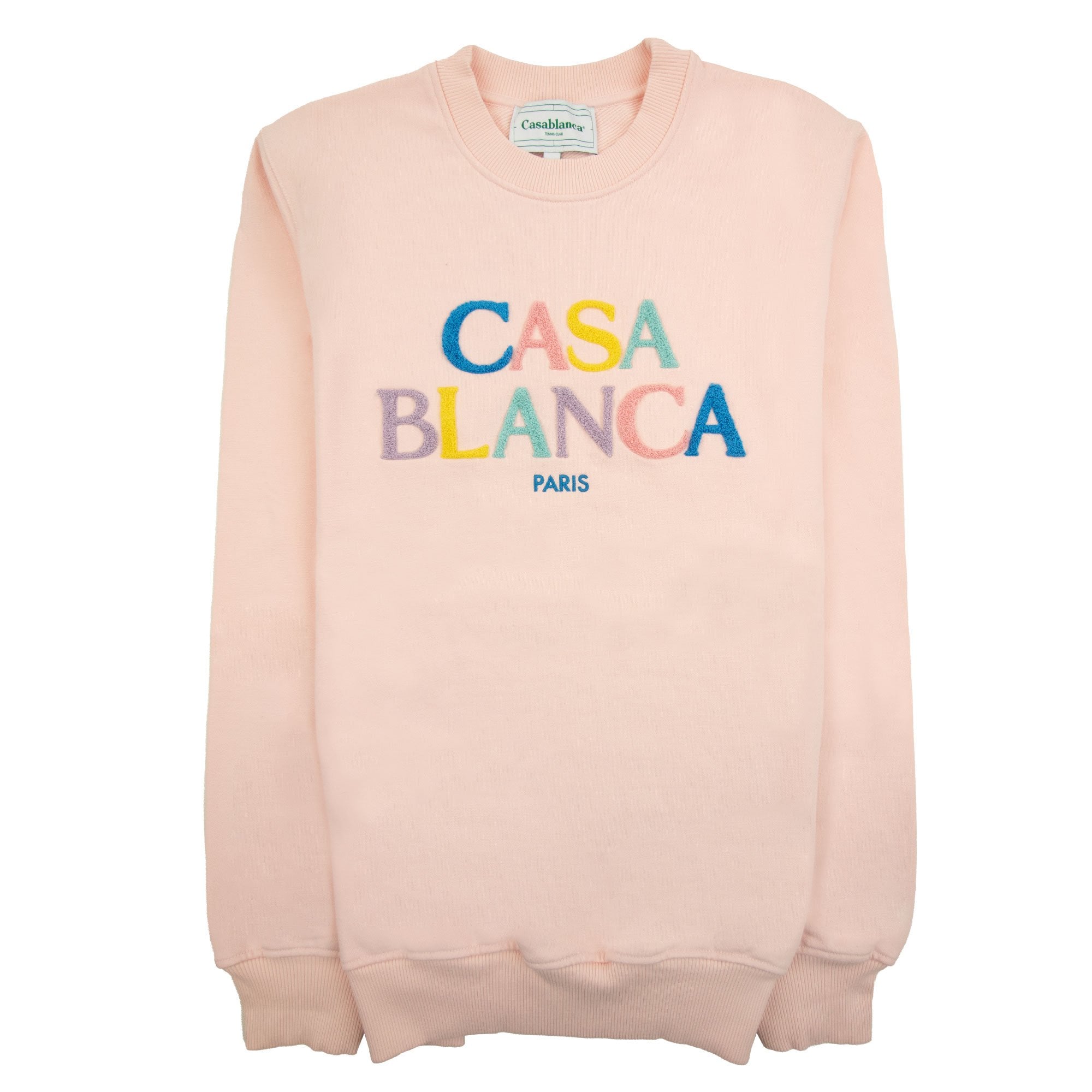 Casablanca Stacked Logo Chenille Embroidered Sweatshirt Pale Pink