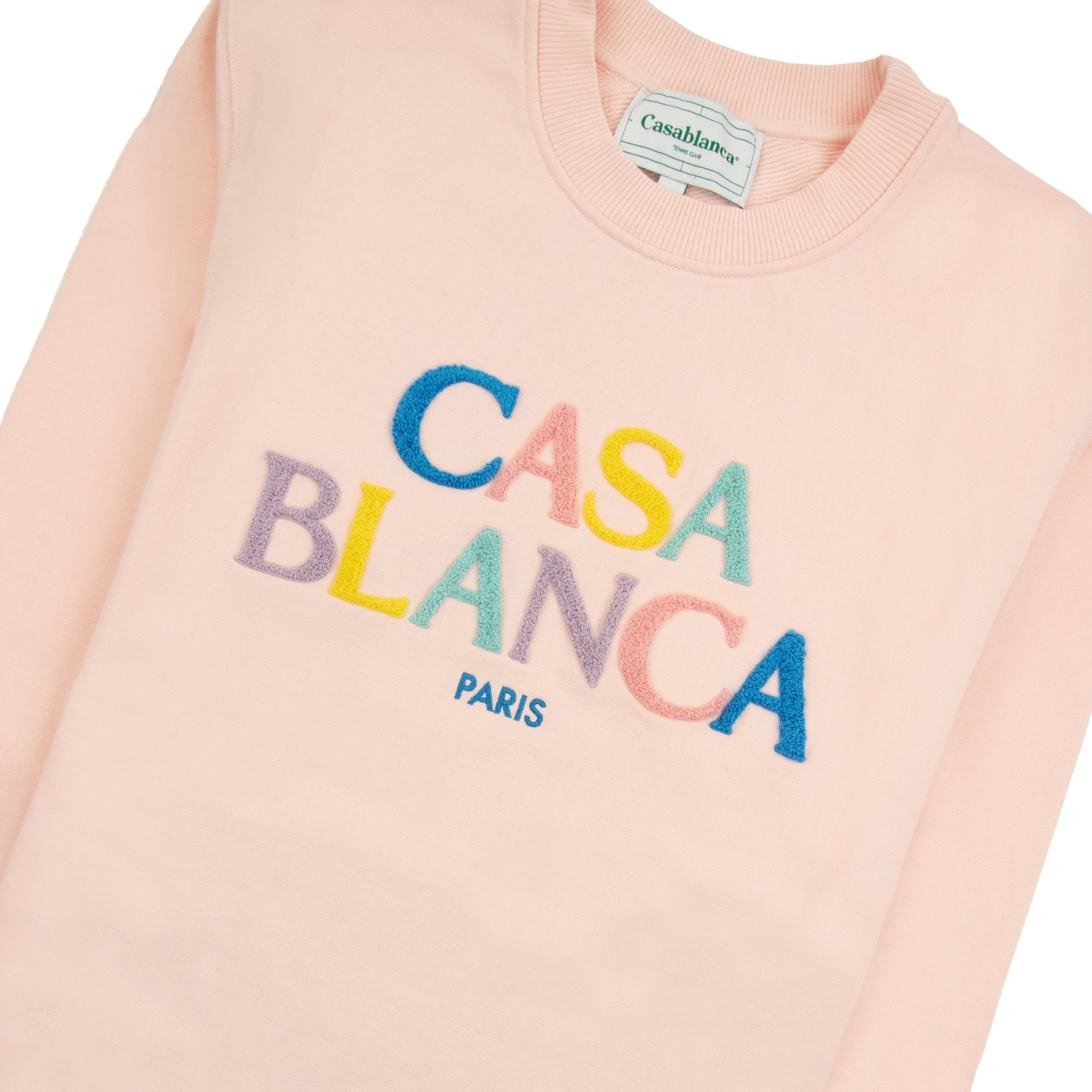 Casablanca Stacked Logo Chenille Embroidered Sweatshirt Pale Pink