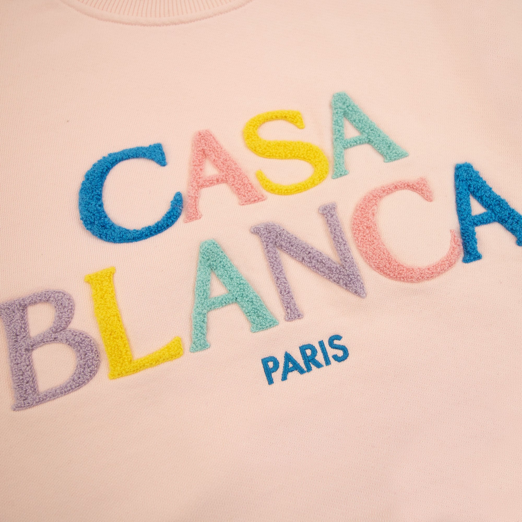 Casablanca Stacked Logo Chenille Embroidered Sweatshirt Pale Pink
